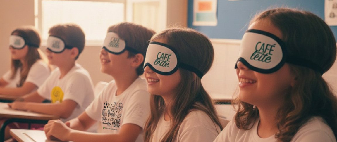 Turma escutando um episódio em sala de aula