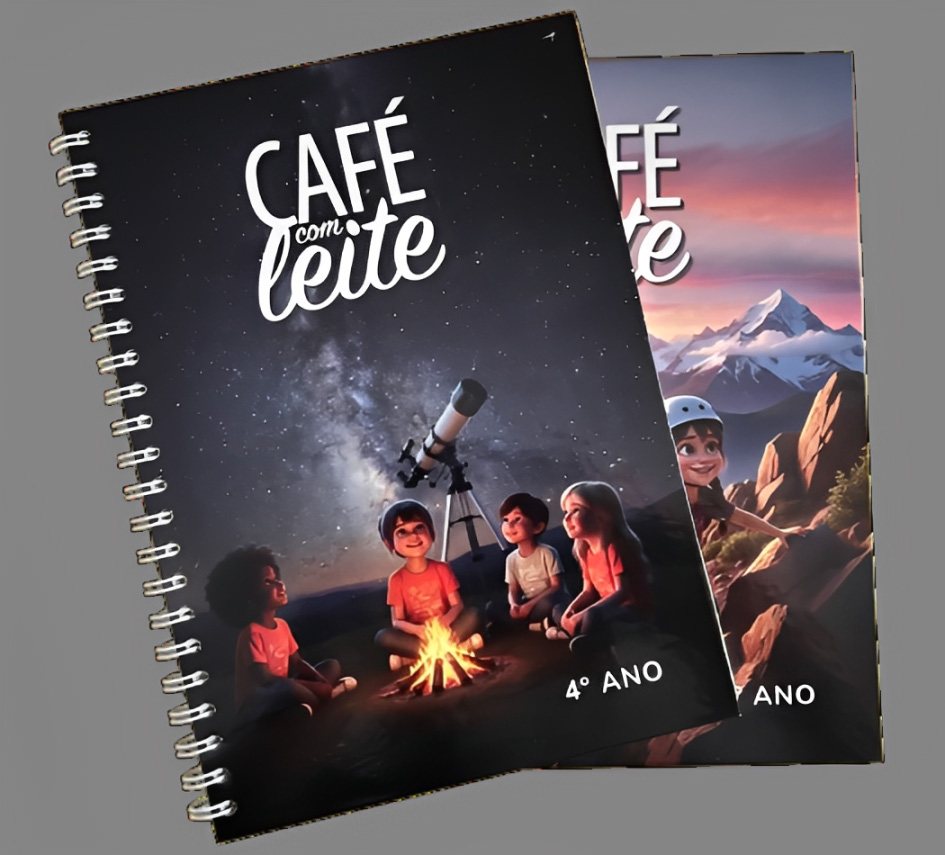 Cadernos de atividades do Café com Leite com capas ilustradas